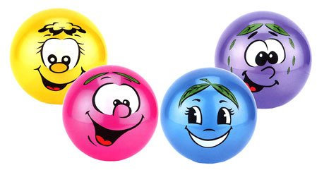 Wilton Bradley 25Cm Fruit Face Ball Assorted Colours Pack Of 10 (Deflated)