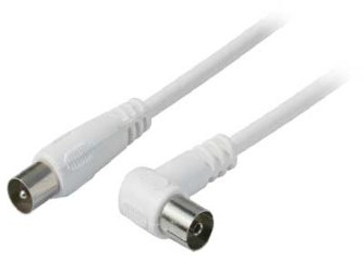 Antennenkabel, 100% geschirmt, Winkel auf Gerade, BZT - CE >90 dB, weiß, 1,5m