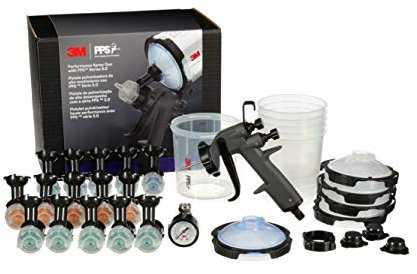 3M Kit di avviamento per pistola a spruzzo Performance, 26778, include sistema di verniciatura a spruzzo PPS 2.0, 15 teste atomizzanti HVLP a gravità sostituibili, valvola di controllo dell'aria