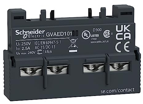 Schneider Electric GVAED101 Front Aux Contact, Tesys Gv3 - Auxiliary Contact Block - 2 No