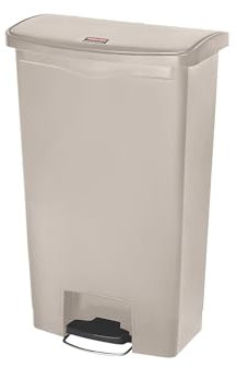 Rubbermaid Commercial Products Slim Jim Step-on Resin Front Step Waste Receptacle Bin 68 Litre Beige 1883460