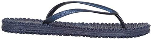 Ilse Jacobsen HORNBÆK | Cheerful01 | Damen Flip Flops mit Glitter | Dänische Design | Sommer Strand Zehentrenner | INDIGO | 40 EU