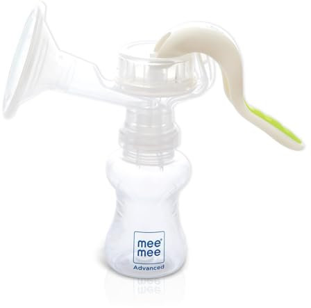 Mee Mee Tiralatte manuale confortevole, senza BPA, scudo in morbido silicone, massaggio lenitivo, portatile e facile da pulire, perfetto per le madri che allattano al seno (bianco)