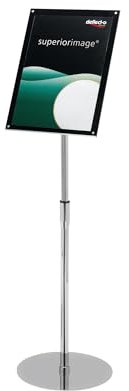 Deflecto Porte-Affiches Sur Pied A3 à Bords Biseautés - Panneaux D'affichage Réglables En Portrait Et En Paysage - Support D'affichage Télescopique