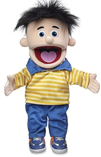 Bobby Peach Boy von Silly Puppets | 40 cm Handpuppe für Kinder | Mit Beweglichem Mund Und Armen | Abnehmbare Handwaschbare Kleidung