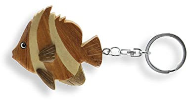 budawi-Schlüsselanhänger Fisch aus Holz Schlüssel Anhänger Schlüsselring Keychain Keyring für Angler