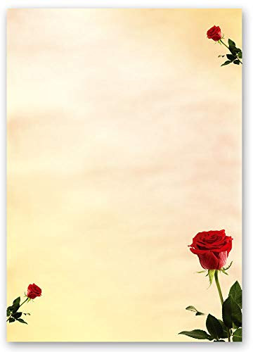 20 Blatt Briefpapier BACCARA ROSEN - DIN A4 Format - Blumen & Blüten, Liebe & Hochzeit