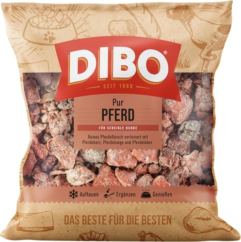 DIBO Pferdefleisch, 6 x 1.000g-Beutel, Tiefkühlfutter, gesunde, natürliche Ernährung für Hunde, Hundefutter, Barf, B.A.R.F.