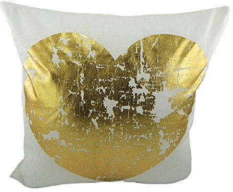 Leger Mars & More - Kissen - Zierkissen - Dekokissen - Herz - Gold/weiß - 100% Baumwolle 45 x 45 cm