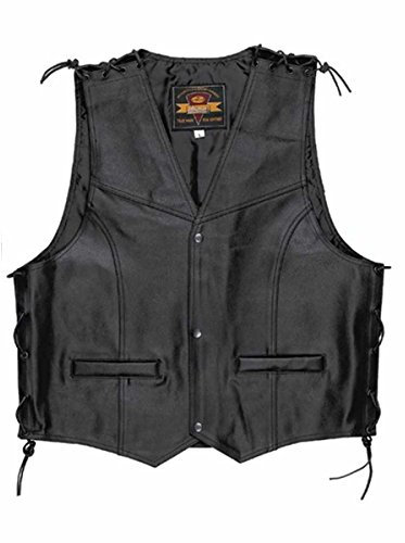 Held Patch Leder-Weste - Farbe: SCHWARZ, Größe: L