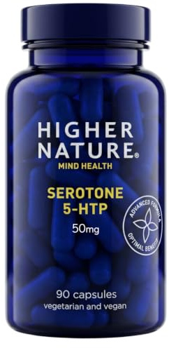Higher Nature Serotone 5HTP Supplement - 50mg - 90 Capsules | Psychological Support, Natural Source of 5 HTP, B Vitamins & Zinc, Vegan & Vegetarian