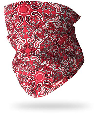 Ruffnek RED PAISLEY Multifunctional Neck Gaiter Biker Snood | Breathable, Unisex, Eco Fabric, Lightweight, Hypoallergenic, Wicking, Seamless, One Size