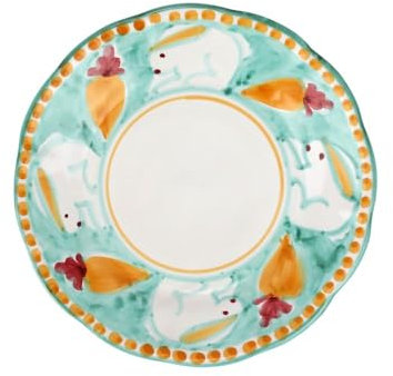 Vietri Campagna Coniglio, piatto da insalata, 20,3 cm, realizzato a mano, in terracotta, antipasto, antipasto e sandwich, colore: verde acqua