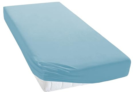 TM MAXX Jersey Spannbettlaken für Baby und Kinder mit Öko-Tex Standard (Hellblau 009, 70x160) Matratzenhöhe bis 15 cm, Spannbetttuch aus 100% Baumwolle