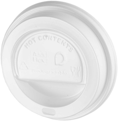 Thali Outlet - 1000 x White White Sip-Though Lids Fits 10oz 12oz 16oz 20oz Paper Cups - Biodegradable