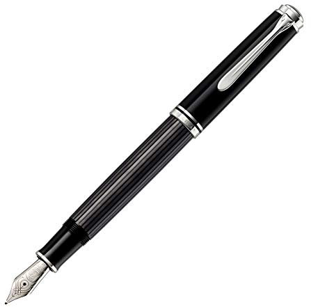 Pelikan 957563 Souverän Stresemann Kolbenfüllhalter M805 in Faltschachtel, Feder B, anthrazit