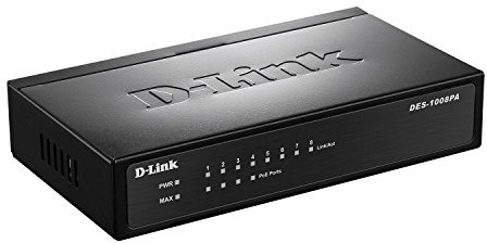 D-Link DES-1008PA Router Switch Fast Ethernet 10/100, 8 Porte PoE, Nero/Antracite