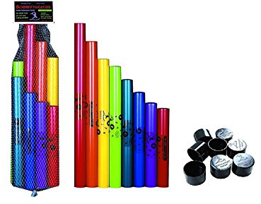 Boomwhackers C Major Diatonic Scale Tuned Percussion Tubes, Plastic, Multi-Color, 8-Pack with Octavator Caps