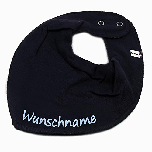 HALSTUCH mit Namen oder Text personalisiert für Baby oder Kind aus Baumwolle in Einheitsgröße blau