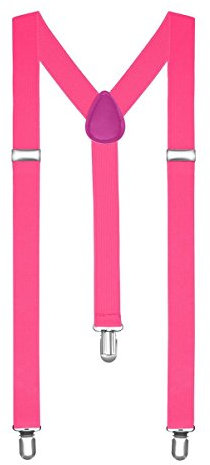 Boolavard Hosenträger Herren Damen Hosen Träger Y Form Style Clips Schmal Neon Bunt Farbig (20. Rosa)