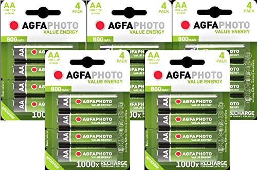 20 x SOLAR GARDEN LIGHT AGFA AA 800mAh RECHARGEABLE BATTERIES 1.2V NiMh