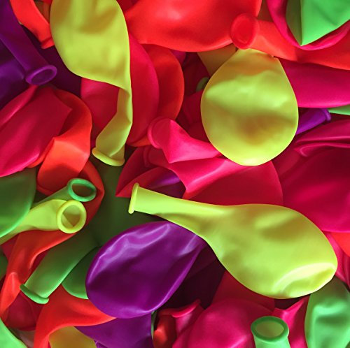 100 Luftballons * NEON * mit Schwarzlicht UV Effekt | 30,5cm Durchmesser| Neon Glow Neonfarben Luftballon Ballons Deko Geburtstag Kindergeburtstag Party