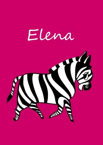 personalisiertes Malbuch / Notizbuch / Tagebuch - Elena: Zebra - A4 - blanko
