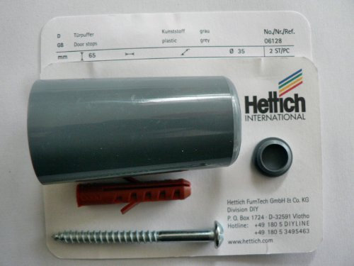Hettich Türpuffer, grau, Ø 35 mm, H: 65 mm, 2 Stück, Artikelnr. 6128