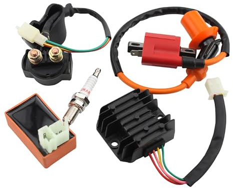 GOOFIT Zündspule Racing AC CDI Zündkerzenstecker Zündkerze Regler Stromrichter Relay Ersatz für 150cc 200cc 250cc ATV Quad Go Kart Moped and Scooter
