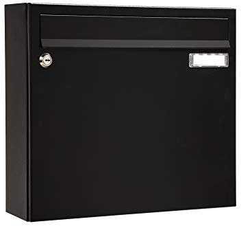 MEFA 131220 Briefkasten Sonate 131 (mit Namensschild, Postkasten mit Schloss, Größe 330x370x101 mm) schwarz