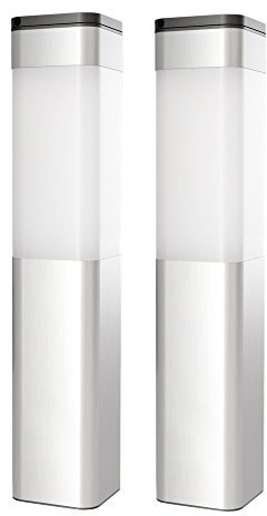 SolarCentre® Kodiak - Postes de luz solar, acero, Plateado, Solar Post Lights
