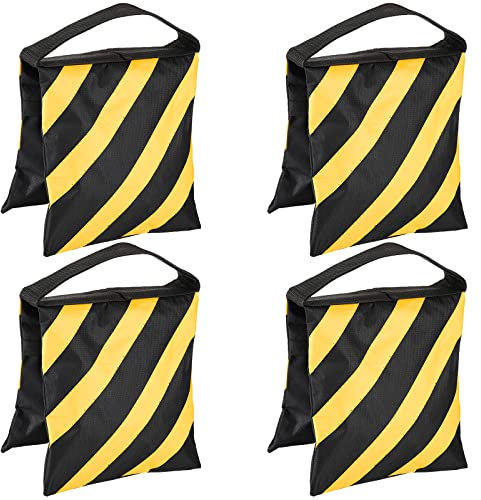 Fasmov 4 Stück Sandsack Fotografie Leer Sand Tasche Gewichtstasche Satteltaschendesign für Leuchtenstative Dreibeinstative Galgenstativ Stativ Lampenstativ (Gelb)