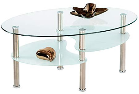 Avanti Trendstore - Couchtisch aus Glas und Edelstahl, ca. BHT 90x44x55cm