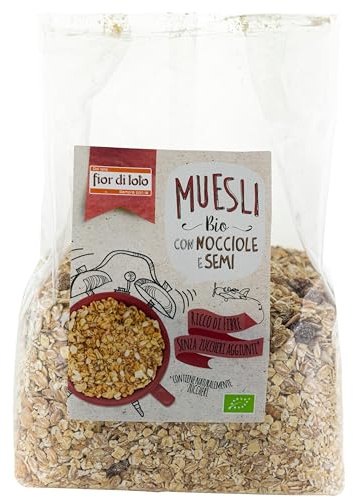 Fior di Loto Muesli Biologico con Nocciole e Semi - Perfetto per la colazione - Contiene Glutine - 750 g