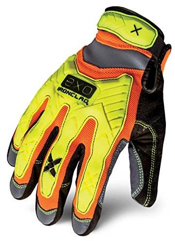 Ironclad EXO Motor Impact Glove; Work Gloves, TPR Impact Protection, (1 Pair), EXO2-HZI-02-S, Hi-viz Yellow & Orange