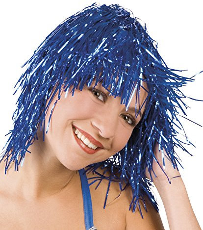 Folienperücke in blau Perücke Fasching