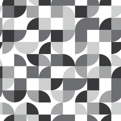 RoomMates RMK11361RL Black and Gray Mid-Century Geometric Peel and Stick Wallpaper