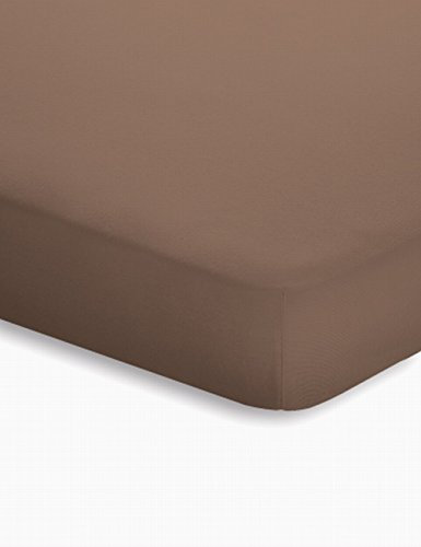 schlafgut Jersey-Elasthan Topper Spannbetttuch, Baumwoll-Mischgewebe, kakao, 220 x 150 cm