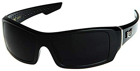 Locs Rechteckige Herren-Sonnenbrille, Hardcore, schwarz, 63 mm, Block-Logo, marokkanisch