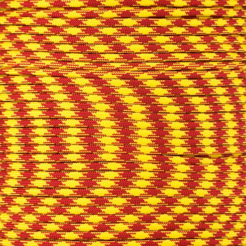 PARACORD PLANET Bobina de paracaídas 550 de 250 pies tipo Iii, cuerda de paracaídas de 7 hebras, más de 200 colores, rojo y amarillo