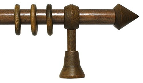 iso-design Holz Vorhangstange Saigon mit 28 mm Durchmesser in Eiche rustikal 300 cm mittig geteilt