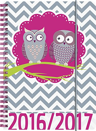 Brunnen 107297917 Schülerkalender/Schüler-Tagebuch (2 Seiten = 1 Woche, 14,8x21cm (A5), PP-Einband Eule, Kalendarium 2016/2017)