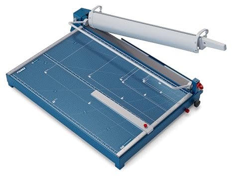 Dahle 569 Hebel-Schneidemaschine mit manueller Bügelpressung (700 mm bis DIN A2, Schnitthöhe 3,5 mm, Metalltisch) Blau