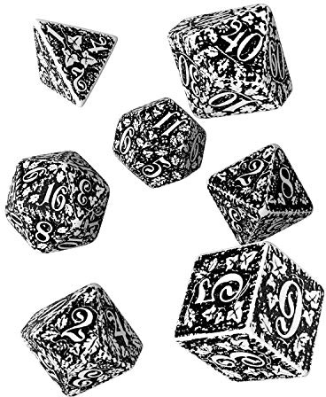Q-Workshop FOR02 - Forest 3D White & black Dice Set (7)