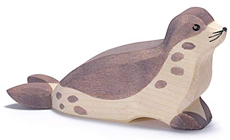 OSTHEIMER 2252 Seehund Kopf tief aus Holz Länge 12cm Tiere aus Aller Welt
