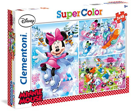 Clementoni 25198.8-3 x 48 T, Minnie Sport, Klassische Puzzle