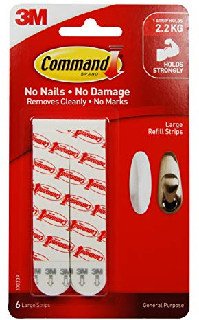 Command 17023P Large Refill Strips - White (Pack of 6)