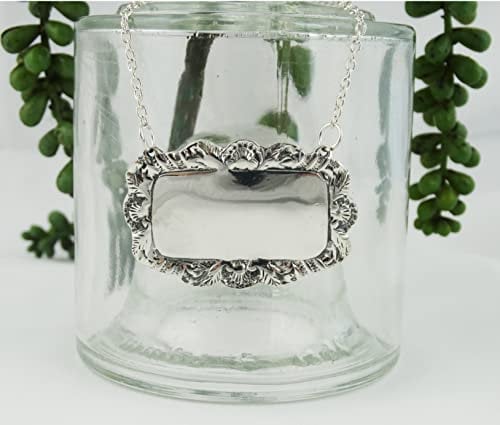 Sterling Silver Blank Engravable Wine Liquor Decanter Bottle Label Tag