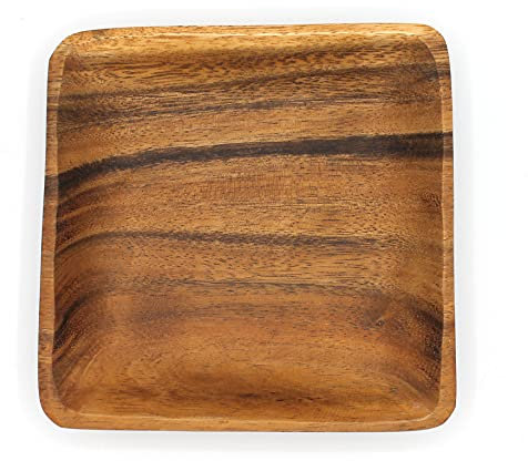 Quadratischer Holzteller Akazienholz Fair Trade Schale Platte Holz (15cm)