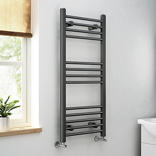 iBathUK | 1000 x 450 Anthracite Straight Heated Towel Rail Bathroom Radiator